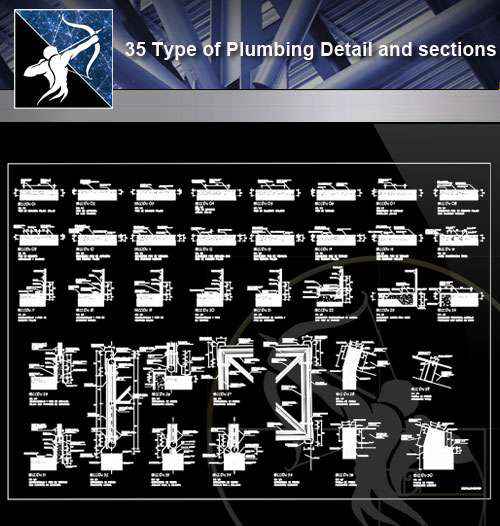 【Architecture CAD Details Collections】35 Types of Plumbing CAD Details and sections