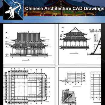 ★【Chinese Architecture CAD Drawings】@Grand Hall -Chinese Temple Drawings,CAD Details,Elevation