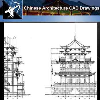 ★【Chinese Architecture CAD Drawings】@Chinese Tower Drawings,CAD Details,Elevation