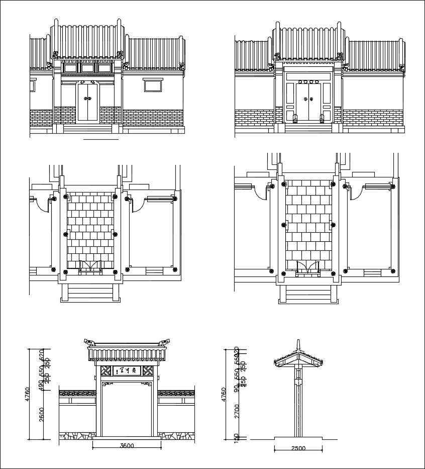 ★【Chinese Architecture CAD Drawings】@Chinese Gate,Door Design Drawings,CAD Details,Elevation - Image 5