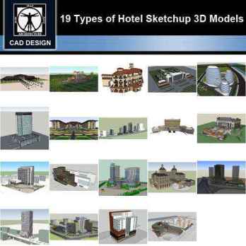 ★【Sketchup 3D Models】19 Types of Hotel Sketchup 3D Models  V.2