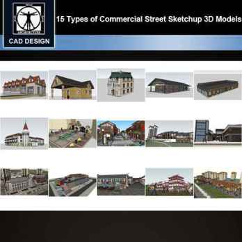 ★【Sketchup 3D Models】15 Types of Commercial Street Design Sketchup 3D Models  V.2