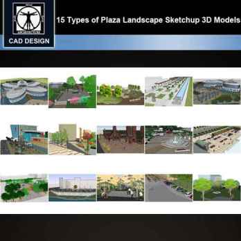 ★【Sketchup 3D Models】15 Types of Plaza Landscape Sketchup 3D Models  V.1