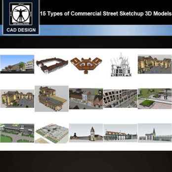★【Sketchup 3D Models】15 Types of Commercial Street Design Sketchup 3D Models  V.1