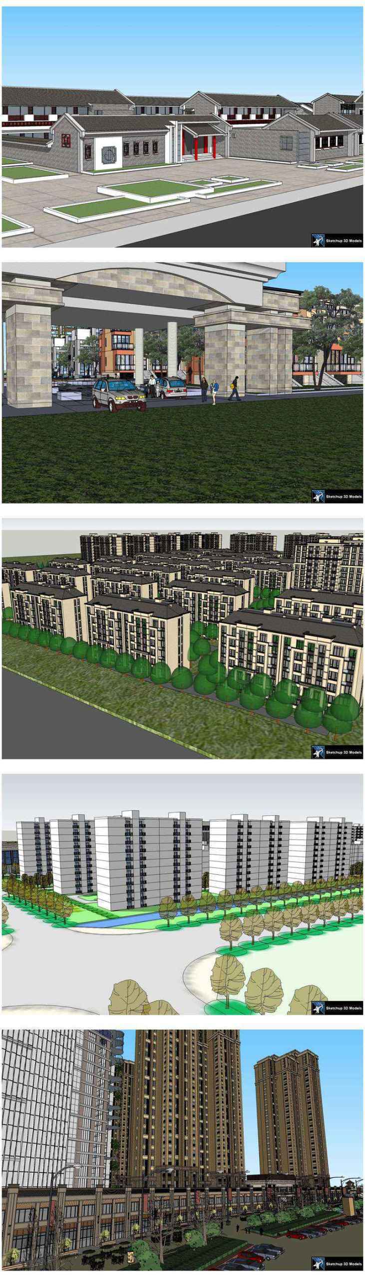 ★【Sketchup 3D Models】20 Types of Residential Building Landscape Sketchup 3D Models V.9 - Image 5