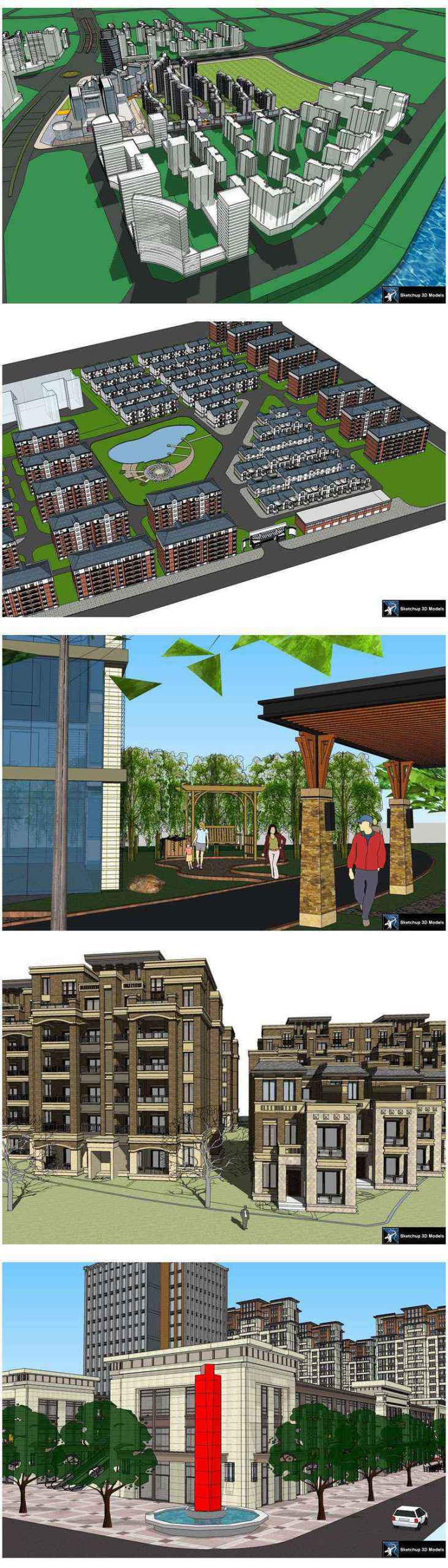★【Sketchup 3D Models】20 Types of Residential Building Landscape Sketchup 3D Models V.6 - Image 4