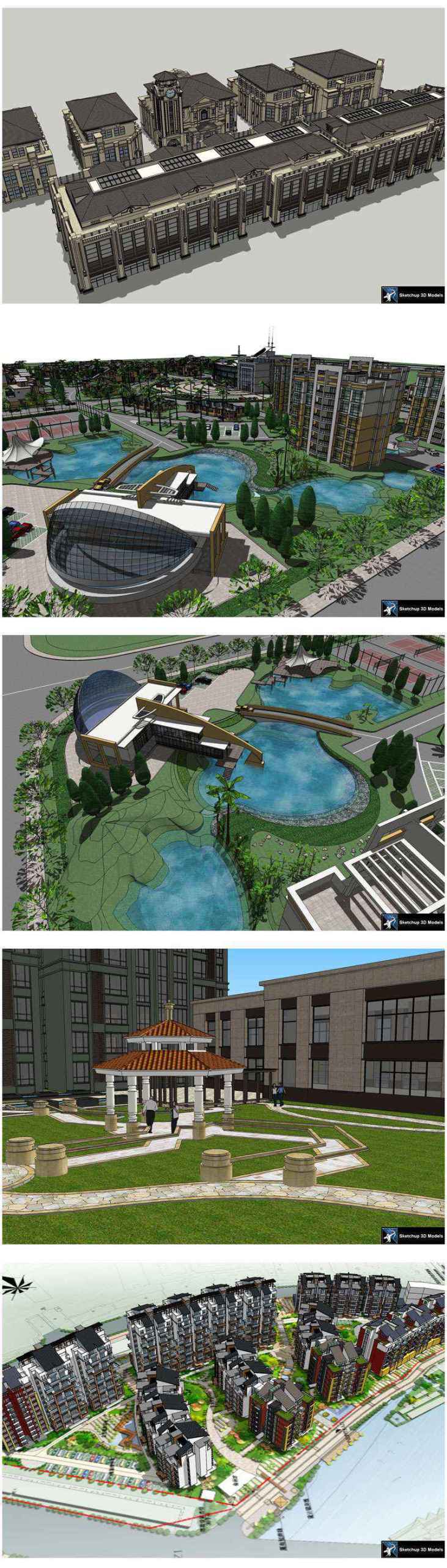 ★【Sketchup 3D Models】20 Types of Residential Building Landscape Sketchup 3D Models V.8 - Image 4