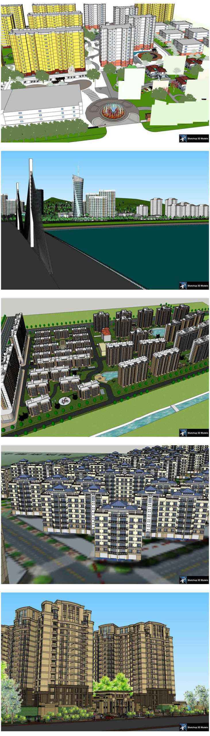 ★【Sketchup 3D Models】20 Types of Residential Building Landscape Sketchup 3D Models V.8 - Image 2
