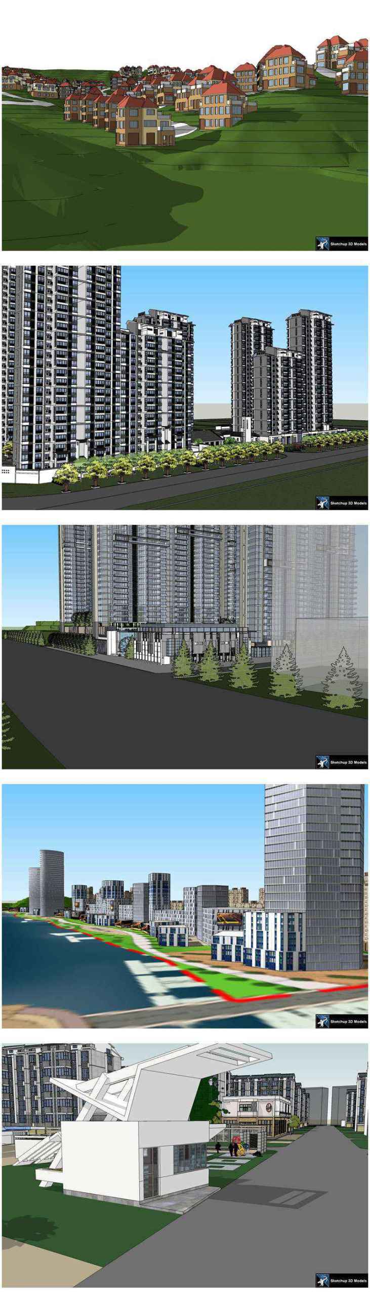 ★【Sketchup 3D Models】20 Types of Residential Building Landscape Sketchup 3D Models V.9 - Image 2