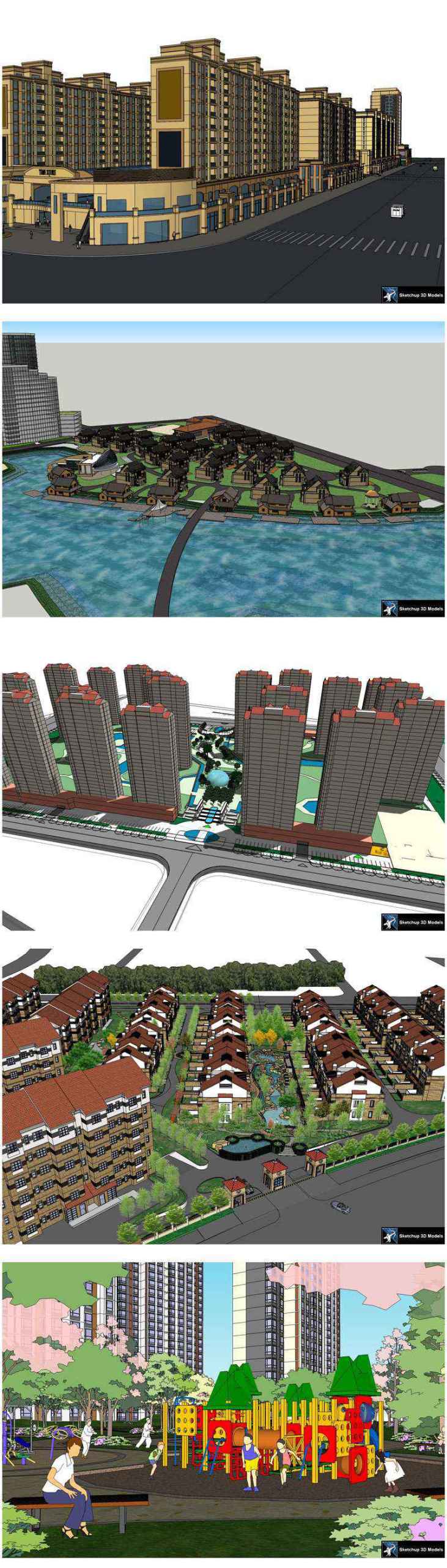 ★【Sketchup 3D Models】20 Types of Residential Building Landscape Sketchup 3D Models V.6 - Image 2
