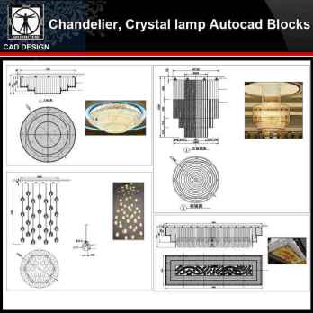 ★【 Modern crystal headlights,Chandelier, Crystal lamp Autocad Blocks】-All kinds of Autocad Blocks Collection