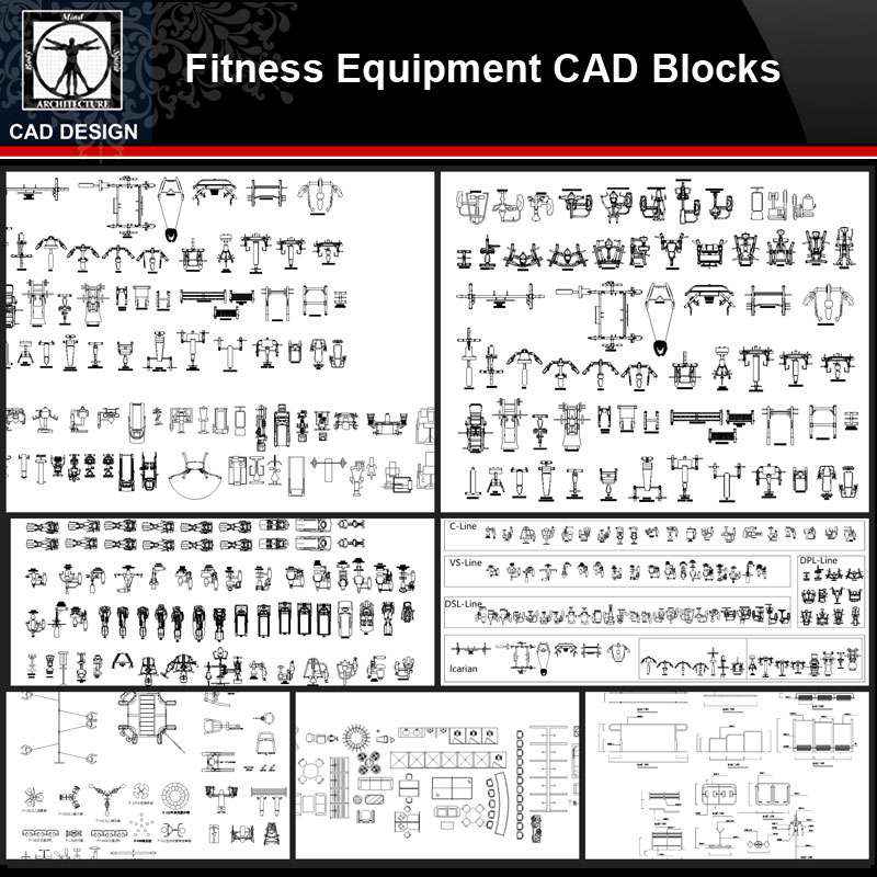 ★【Fitness Equipment Autocad Blocks】All kinds of Fitness Equipment CAD Blocks Bundle