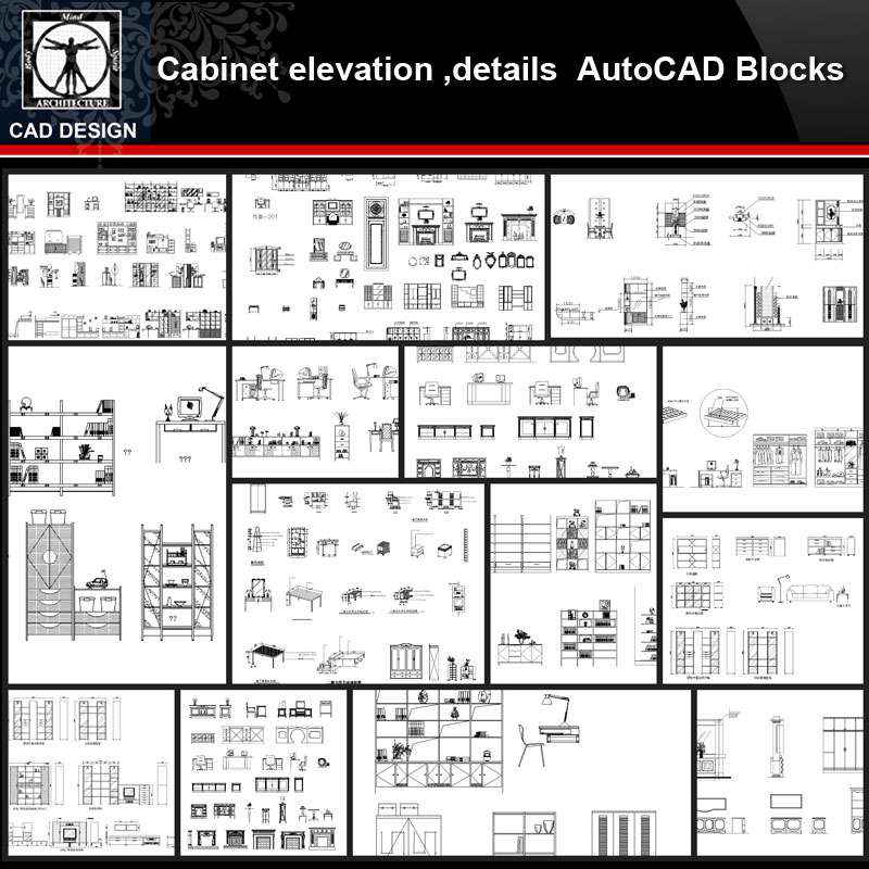 ★【Cabinet Autocad Blocks,elevation,details Collections】All kinds of Cabinet Design CAD Drawings