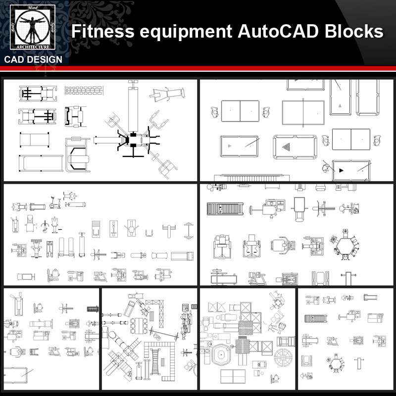 ★【Fitness equipment Autocad Blocks Collections】All kinds of Fitness equipment CAD Blocks