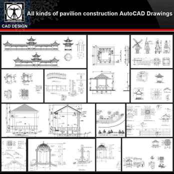 ★【Pavilion Design Details Autocad Drawings Collections】All kinds of Landscape Pavilion Details CAD Drawings