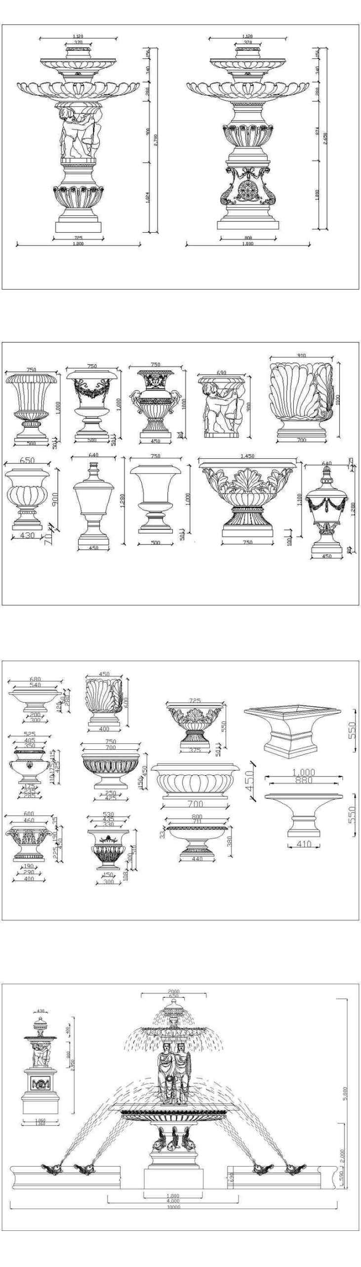 ★【Fountain,Flower Pot Autocad Blocks】All kinds of CAD blocks Bundle - Image 11