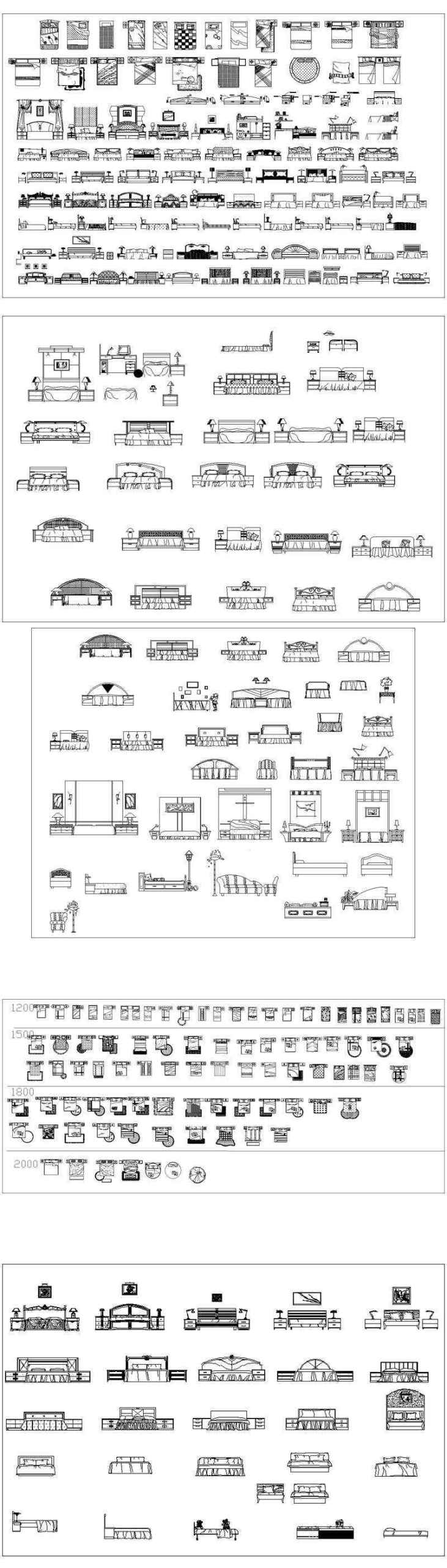 ★【Bed Design Autocad Blocks,elevation Collections】All kinds of Bed CAD Blocks - Image 3
