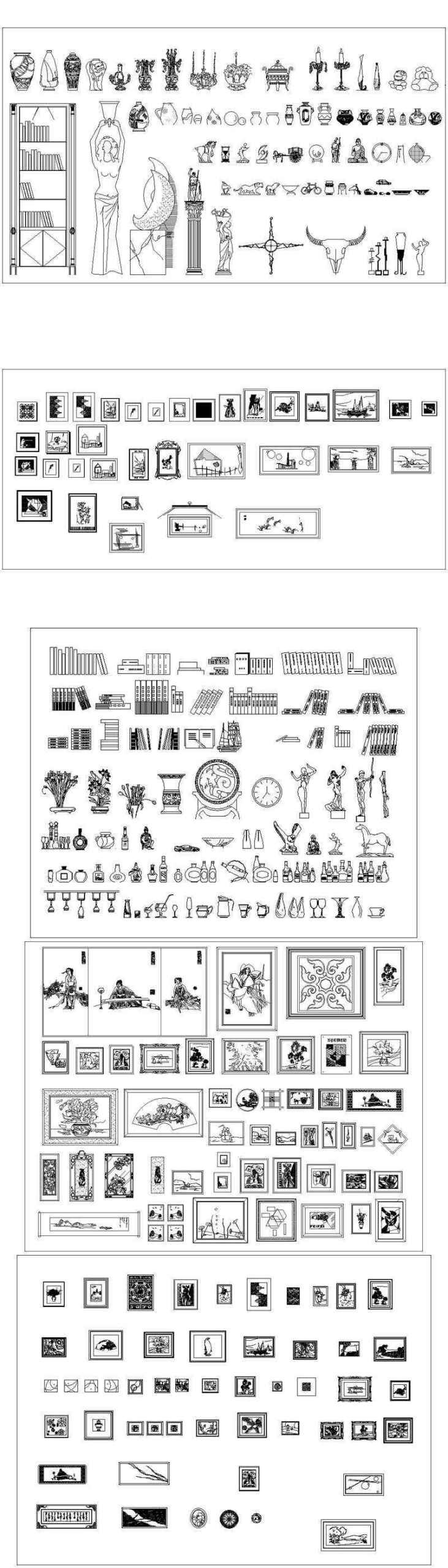 ★【Decorations and ornaments Autocad Blocks Collections】All kinds of Decorations CAD Blocks - Image 4