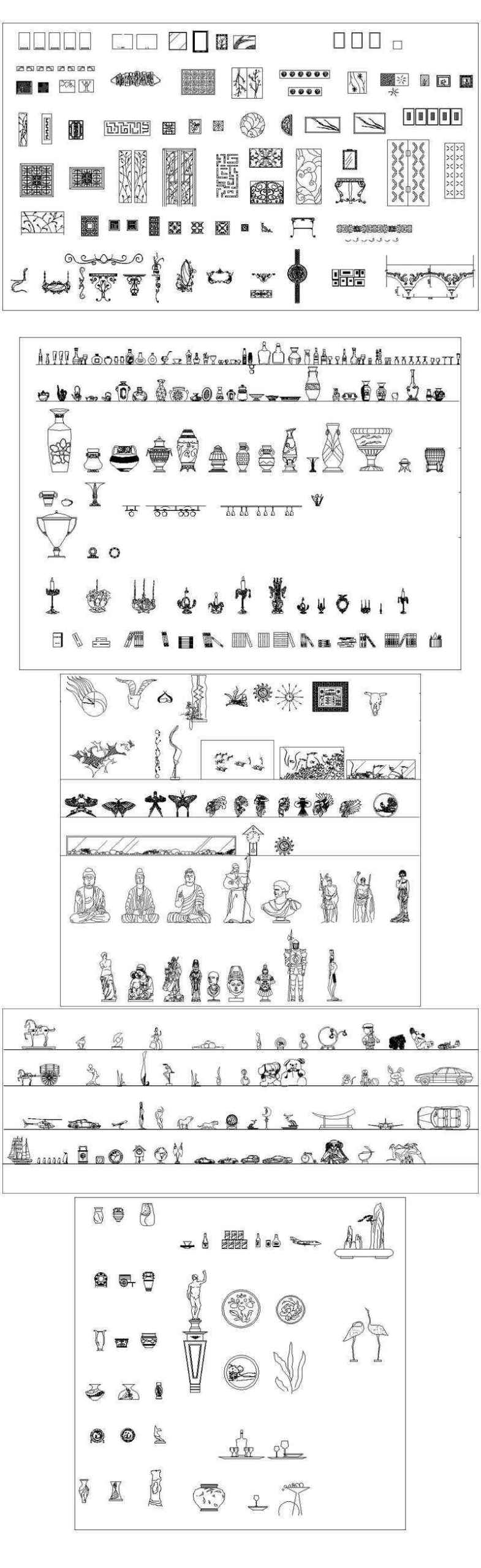★【Decorations and ornaments Autocad Blocks Collections】All kinds of Decorations CAD Blocks - Image 2