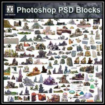 ★【 PSD Landscape Blocks-All Stone landscaping PSD Blocks Download V3】