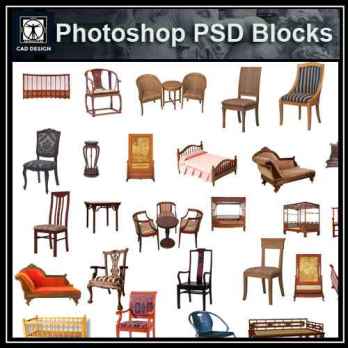 ★【 PSD Interior Design Blocks-All Chinese Chair PSD Blocks Download V2】