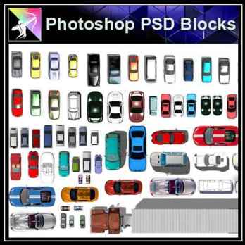 ★【PSD Landscape layout design Blocks 】 2D Transportation,Car PSD Landscape Blocks