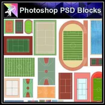 ★【PSD Landscape layout design Blocks 】Playground, gymnasium, basketball court  PSD Landscape Blocks