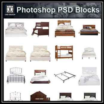 ★【 PSD Interior Design Blocks-All Bed PSD Blocks Download V2】