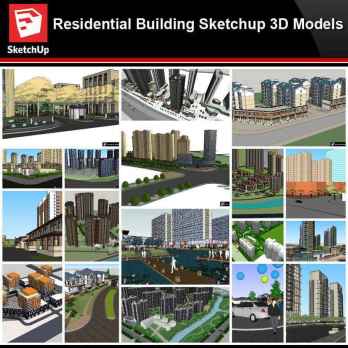 💎【Sketchup Architecture 3D Projects】20 Types of Residential Building Design Sketchup 3D Models V2