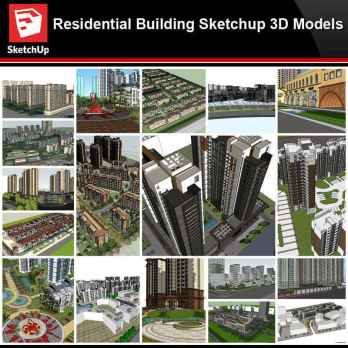 💎【Sketchup Architecture 3D Projects】20 Types of Residential Building Design Sketchup 3D Models V3