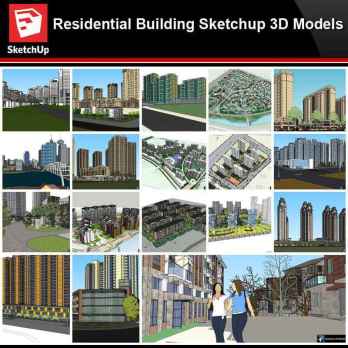 💎【Sketchup Architecture 3D Projects】20 Types of Residential Building Design Sketchup 3D Models V7