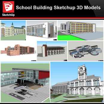 💎【Sketchup Architecture 3D Projects】8 Types of School Design Sketchup 3D Models V9