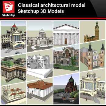 💎【Sketchup Architecture 3D Projects】European Classical Architecture  Sketchup 3D Models V1