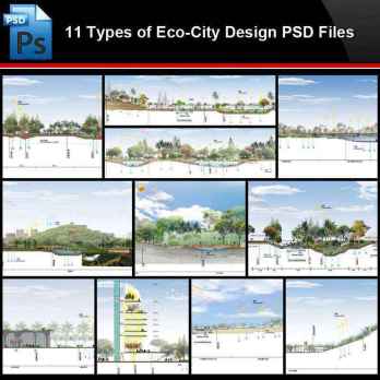 ★Photoshop PSD Files-11 Types of Eco-City Design PSD Files(Total 2.67GB💎)