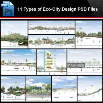 ★Photoshop PSD Files-11 Types of Eco-City Design PSD Files(Total 1.66GB💎)
