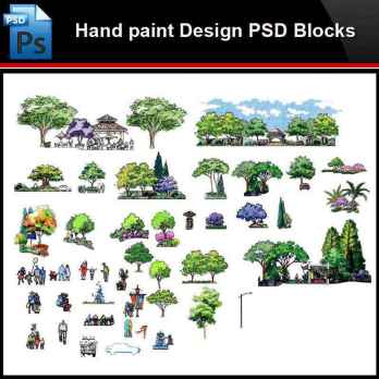 ★Photoshop PSD Blocks-Landscape Hand painted PSD Blocks V16
