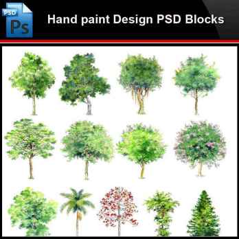 ★Photoshop PSD Blocks-Landscape Hand painted PSD Blocks V25
