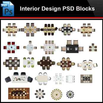 ★Photoshop PSD Blocks-Interior Design Table PSD Blocks