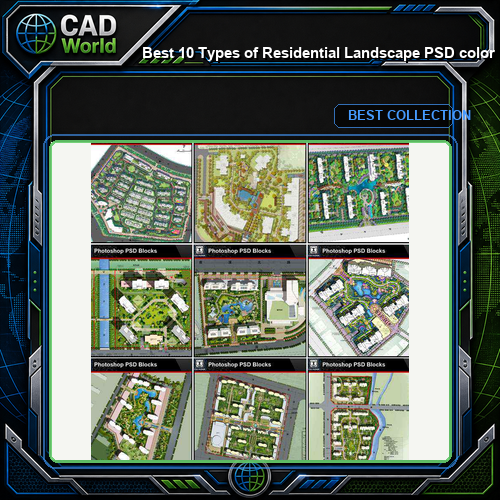 ★Best 10 Types of Residential Landscape PSD color plans Bundle (Total 1.24GB PSD Files -Best Recommanded!!💎💎)