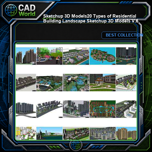 ★【Sketchup 3D Models】20 Types of Residential Building Landscape Sketchup 3D Models  V.8