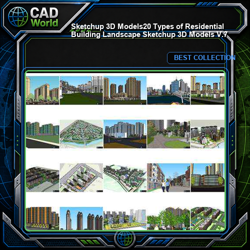 ★【Sketchup 3D Models】20 Types of Residential Building Landscape Sketchup 3D Models  V.7