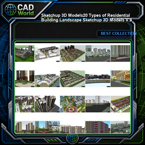 ★【Sketchup 3D Models】20 Types of Residential Building Landscape Sketchup 3D Models  V.3