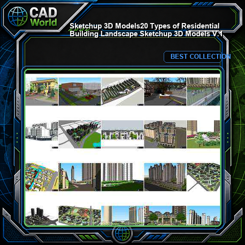 ★【Sketchup 3D Models】20 Types of Residential Building Landscape Sketchup 3D Models  V.1