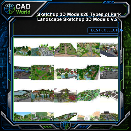 ★【Sketchup 3D Models】20 Types of Park Landscape Sketchup 3D Models  V.2