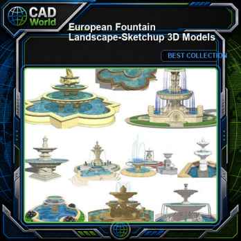 European Fountain Landscape-Sketchup 3D Models(Best Recommanded!!)