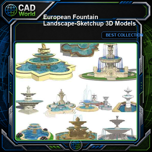 European Fountain Landscape-Sketchup 3D Models(Best Recommanded!!)