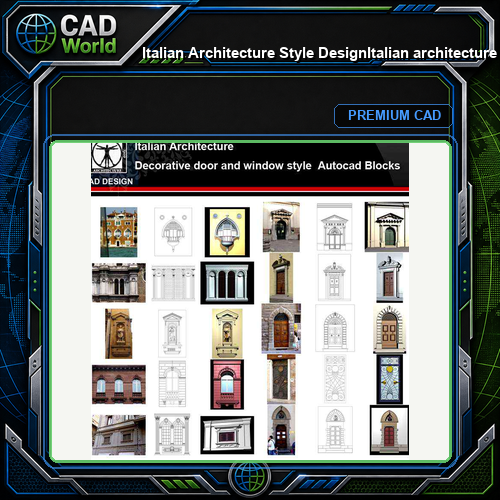 ★【Italian Architecture Style Design】Italian architecture · Decorative door and window style CAD Drawings