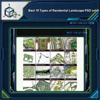 ★Best 18 Types of Residential Landscape PSD color plans Bundle (Total 2.25GB PSD Files -Recommanded!!💎💎)