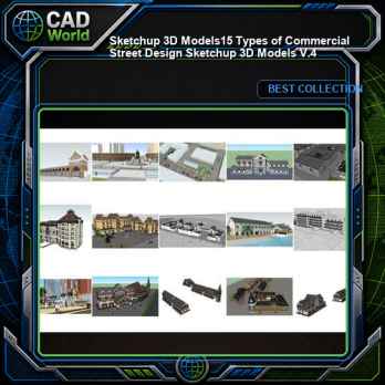 ★【Sketchup 3D Models】15 Types of Commercial Street Design Sketchup 3D Models V.4