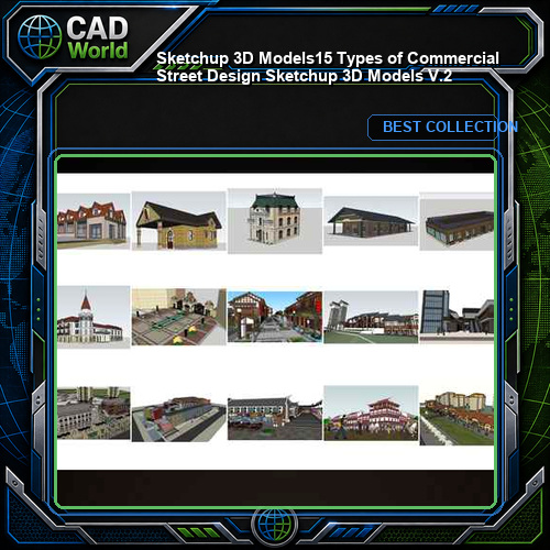 ★【Sketchup 3D Models】15 Types of Commercial Street Design Sketchup 3D Models V.2